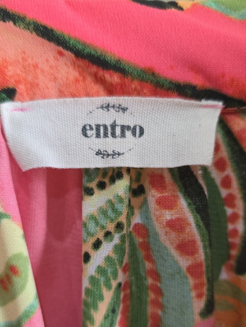 Entro Coral Pink Tropical Fruit Print Short Sleeve Shirt - Picture 2 of 7